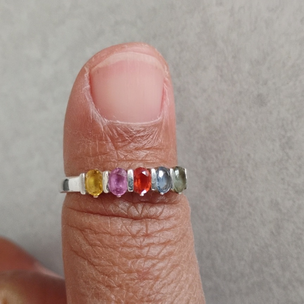 Multicolor Genuine Sapphire Ring - Picture 9 of 11